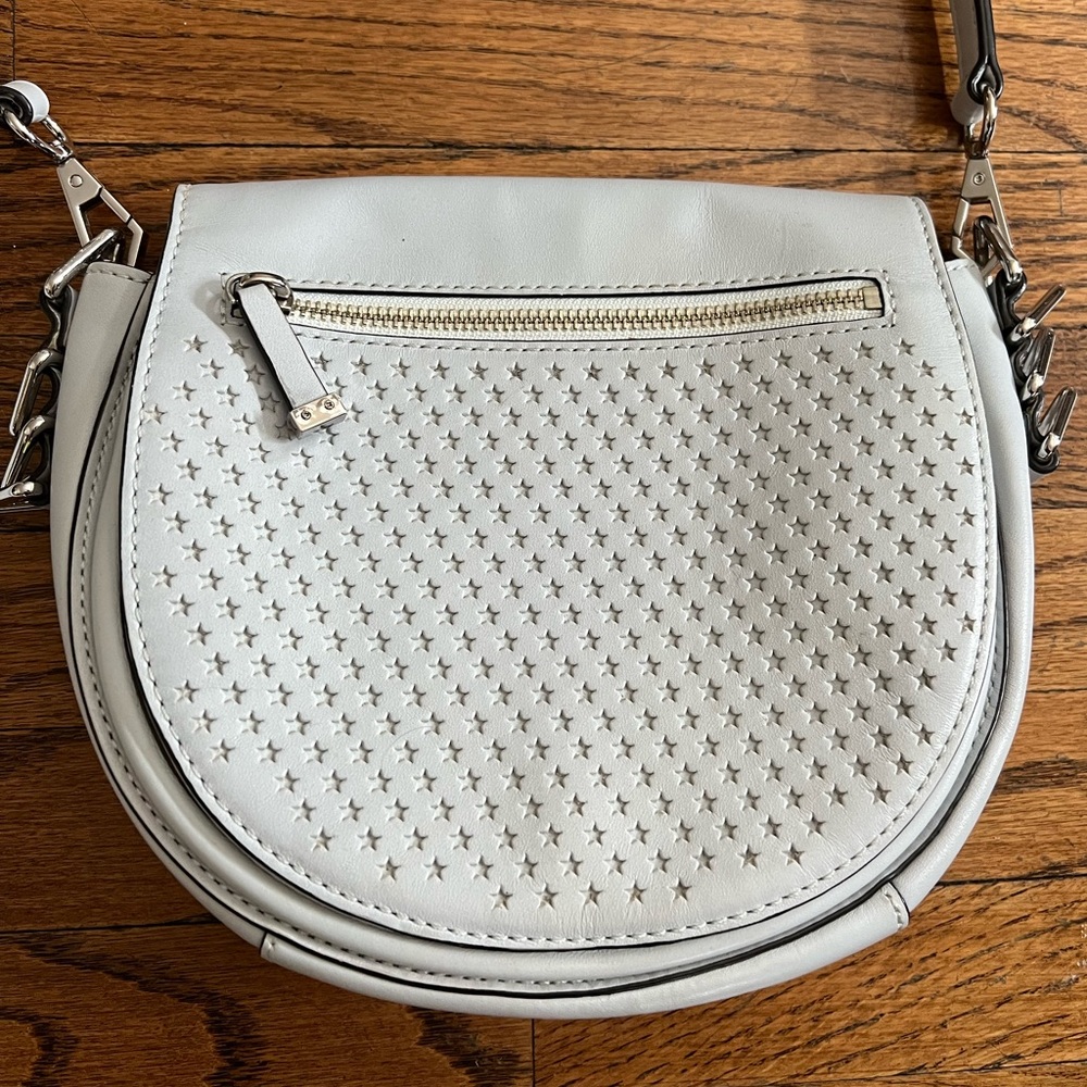 Rebecca Minkoff crossbody saddle bag star cutout blue leather